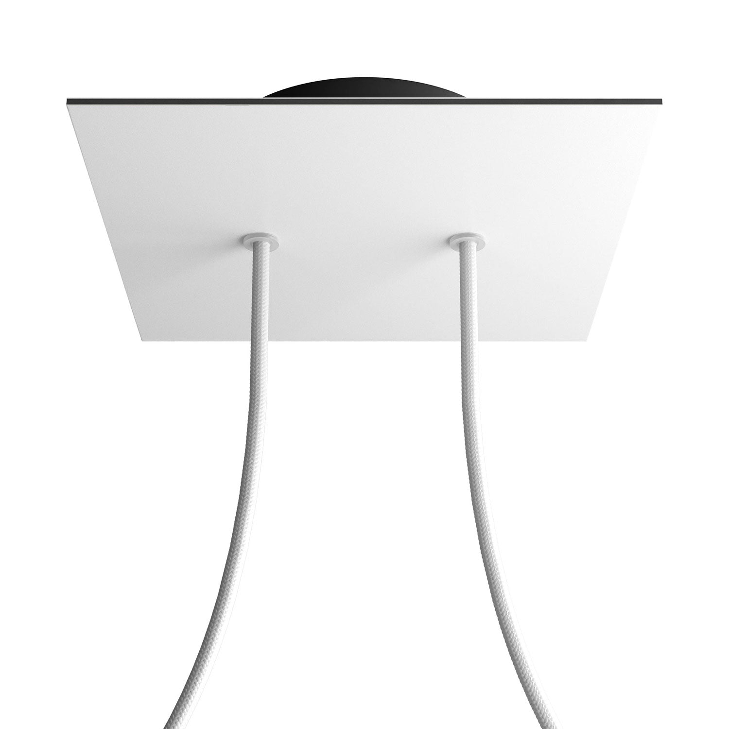 Rosone Rose-One quadrato, 200 mm con 2 fori e 4 fori laterali - Bianco opaco Nero