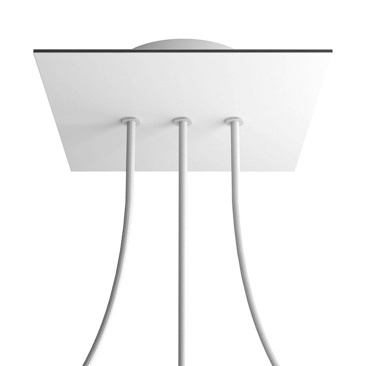 Rosone Rose - One quadrato, 200 mm con 3 fori in linea e 4 fori laterali - Bianco opaco - Creative Cables