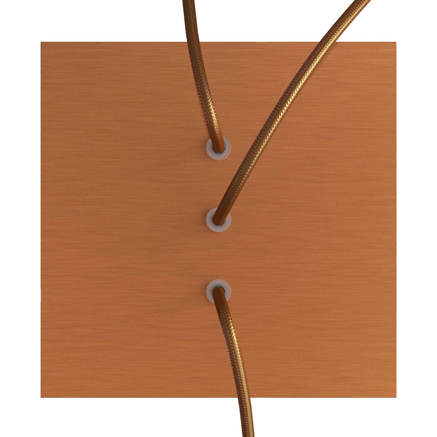 Rosone Rose-One quadrato, 200 mm con 3 fori in linea e 4 fori laterali - Dibond Rame satinato Bianco