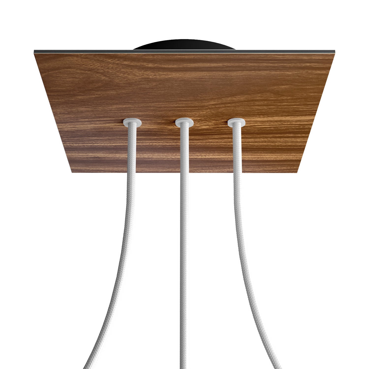 Rosone Rose-One quadrato, 200 mm con 3 fori in linea e 4 fori laterali - Legno Nero