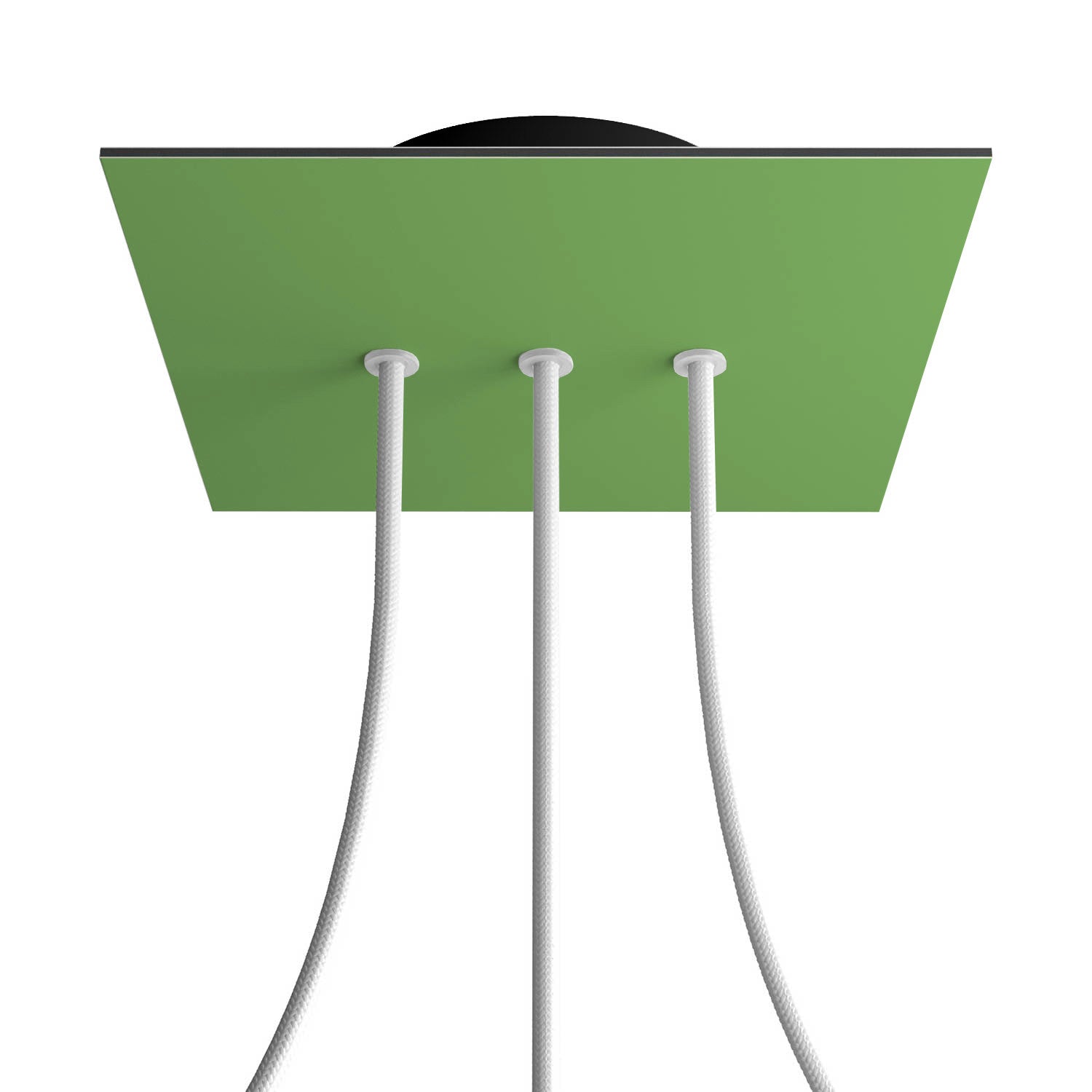 Rosone Rose-One quadrato, 200 mm con 3 fori in linea e 4 fori laterali - Verde prato Nero