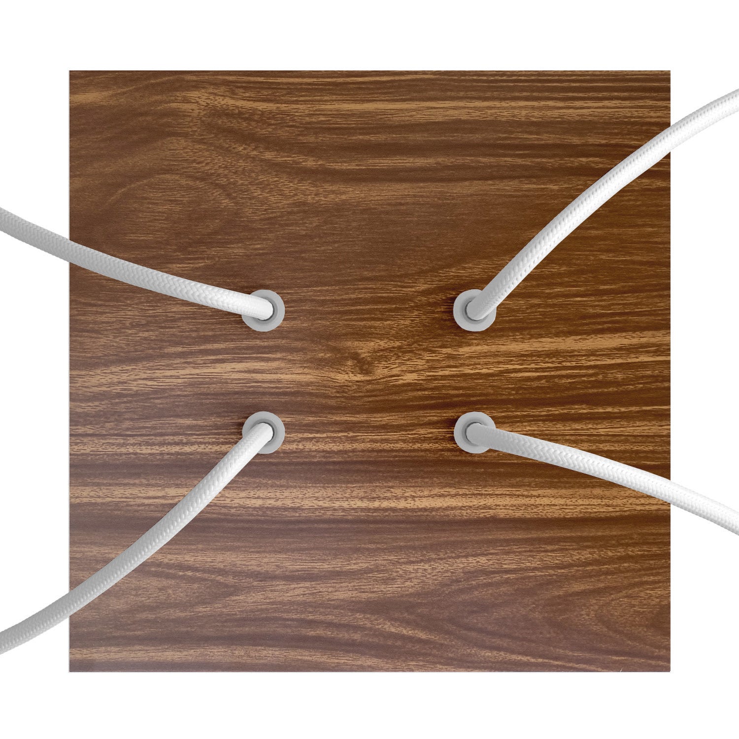 Rosone Rose - One quadrato, 200 mm con 4 fori e 4 fori laterali - Legno - Creative Cables