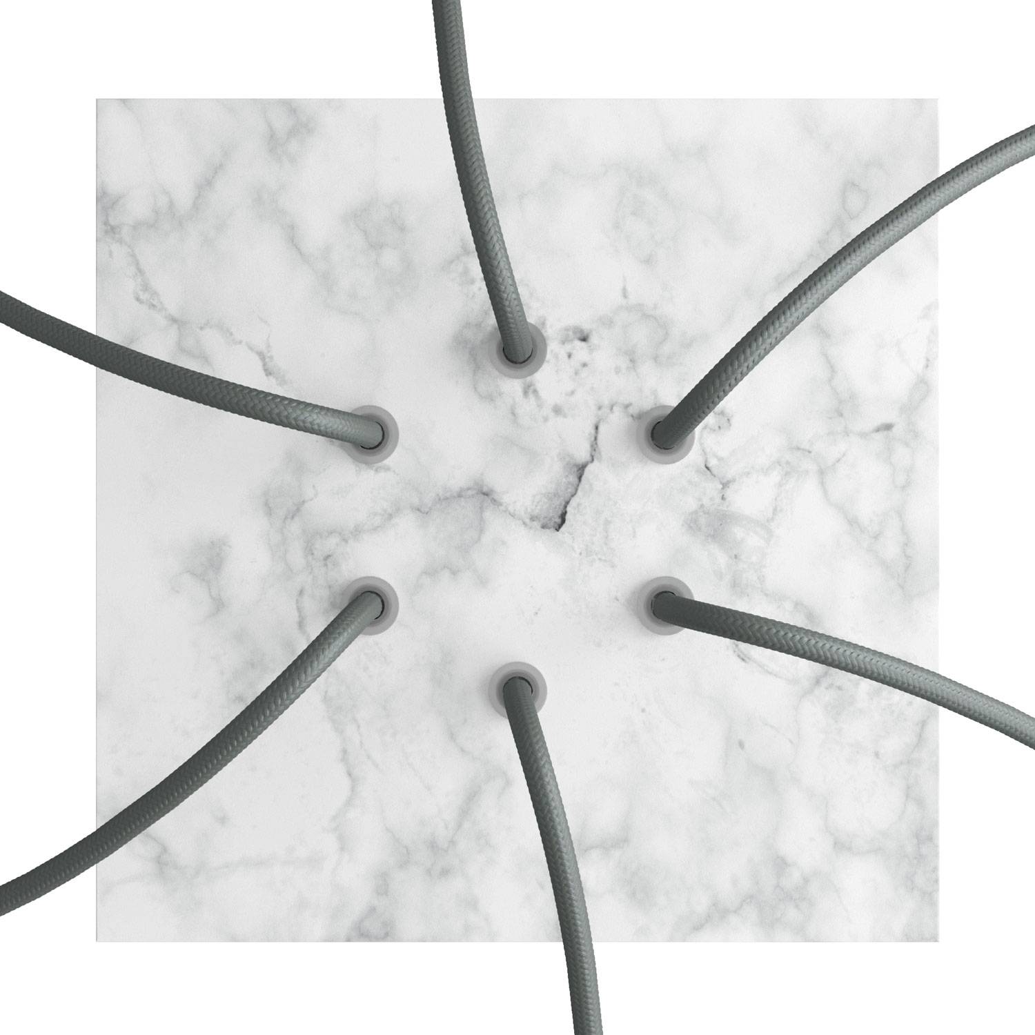 Rosone Rose-One quadrato, 200 mm con 6 fori e 4 fori laterali - Marmo Carrara Bianco