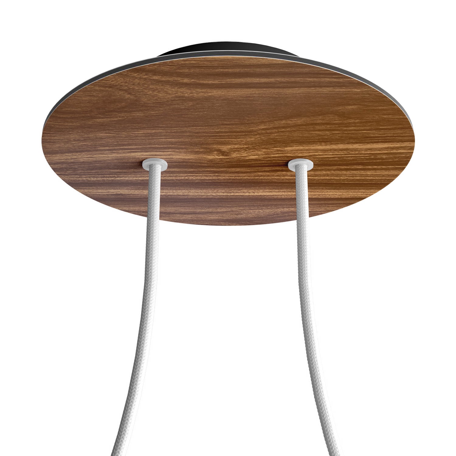 Rosone Rose-One rotondo, diametro 200 mm con 2 fori e 4 fori laterali - Legno Nero