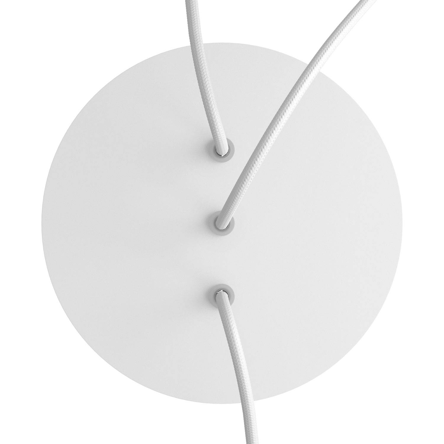 Rosone Rose-One rotondo, diametro 200 mm con 3 fori in linea e 4 fori laterali - Bianco opaco Bianco