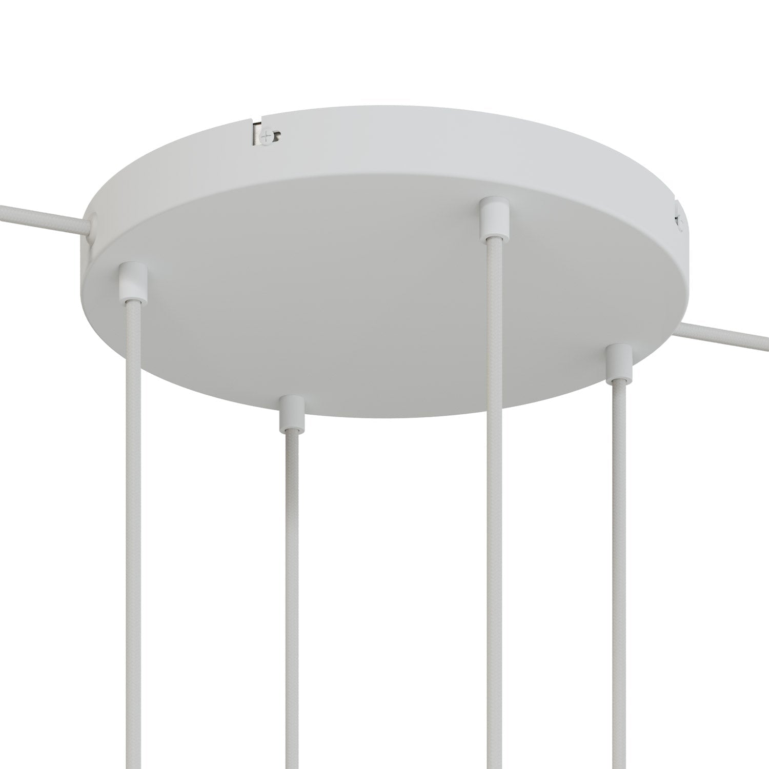 Rosone rotondo in alluminio Ø 30 cm con staffa e cavo di messa a terra, con 4 fori frontali - Bianco Opaco 2