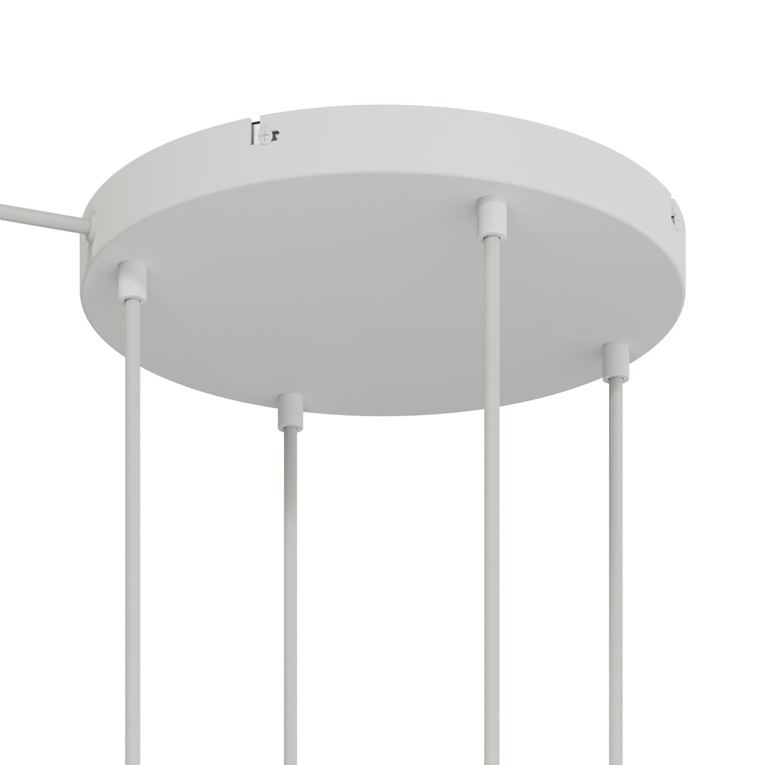 Rosone rotondo in alluminio Ø 30 cm con staffa e cavo di messa a terra, con 4 fori frontali - Bianco Opaco 1