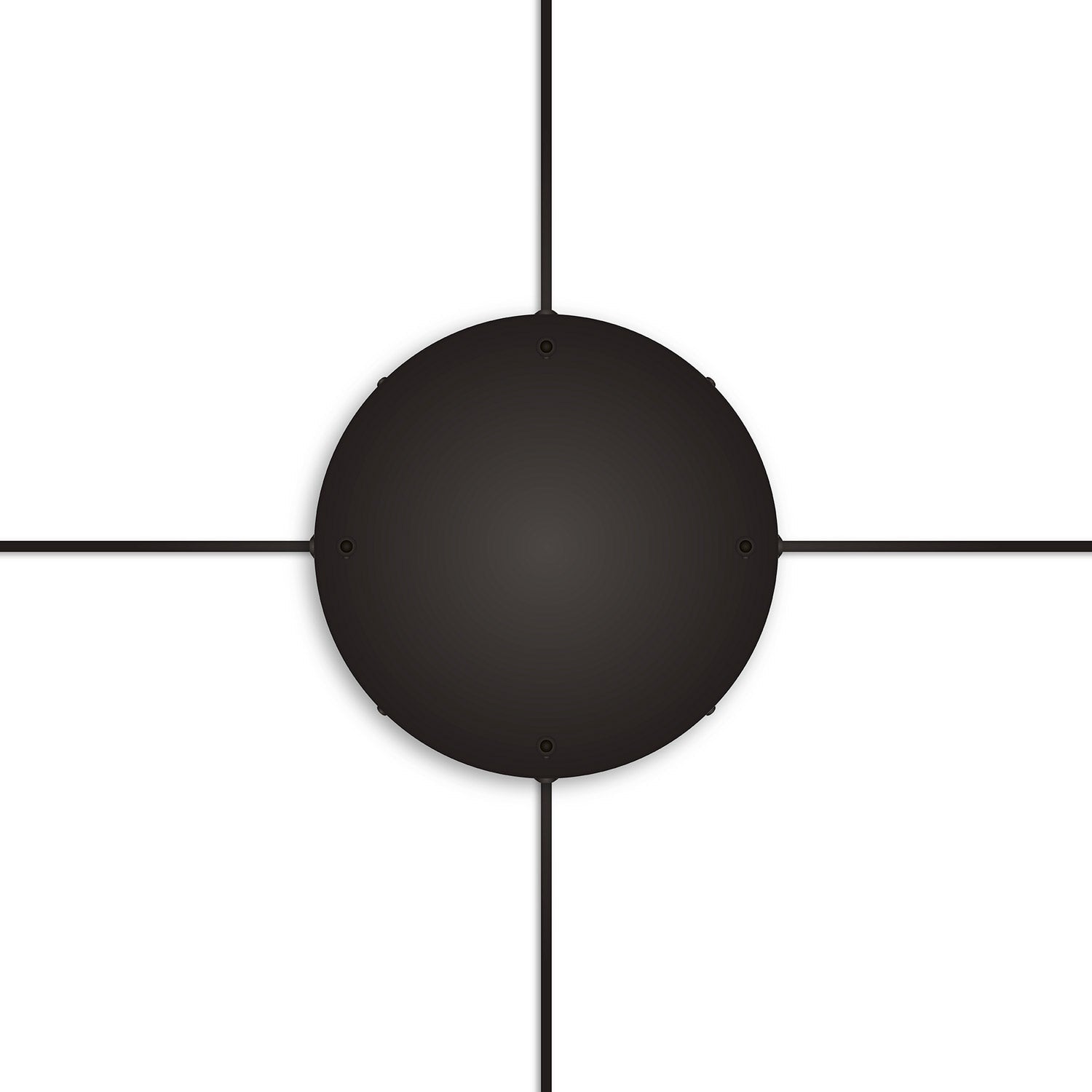Rosone rotondo in alluminio Ø 30 cm con staffa e cavo di messa a terra, con 4 fori frontali - Nero 4