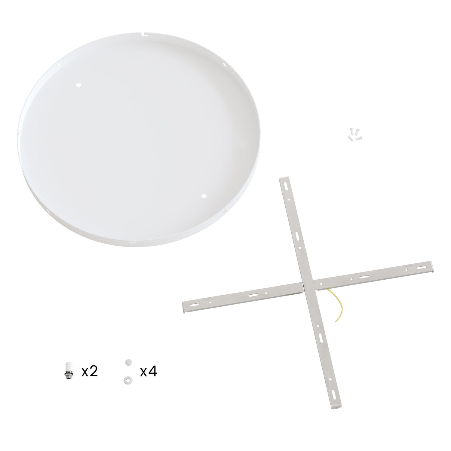 Rosone rotondo in alluminio Ø 50 cm con staffa e cavo di messa a terra, con 2 fori frontali - Bianco Opaco 4