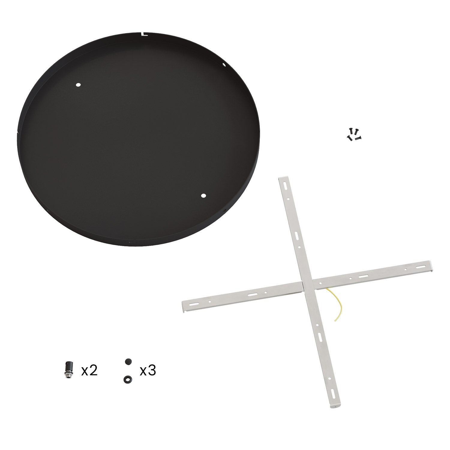 Rosone rotondo in alluminio Ø 50 cm con staffa e cavo di messa a terra, con 2 fori frontali - Nero 3