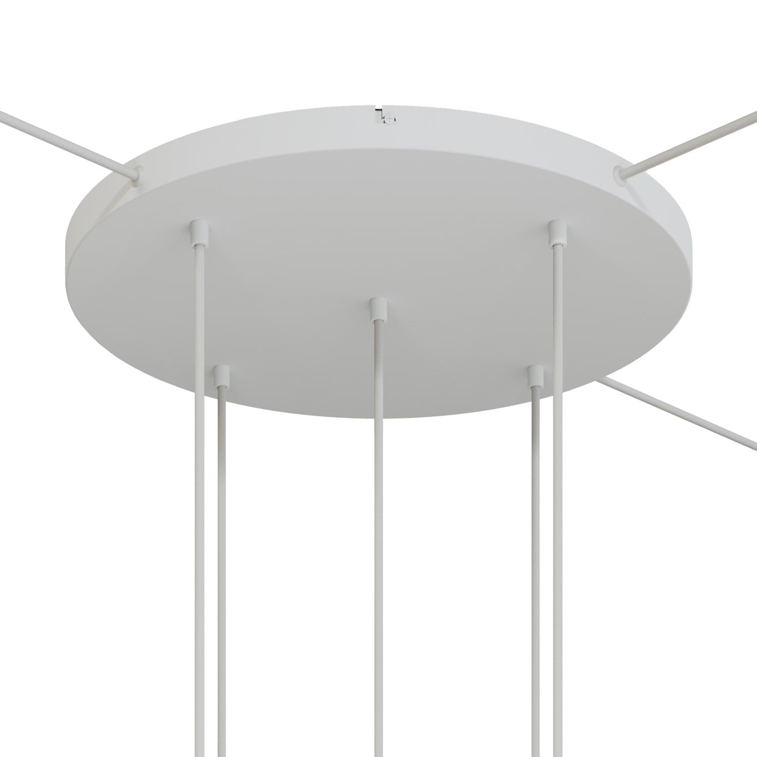 Rosone rotondo in alluminio Ø 50 cm con staffa e cavo di messa a terra, con 5 fori frontali - Bianco Opaco 3