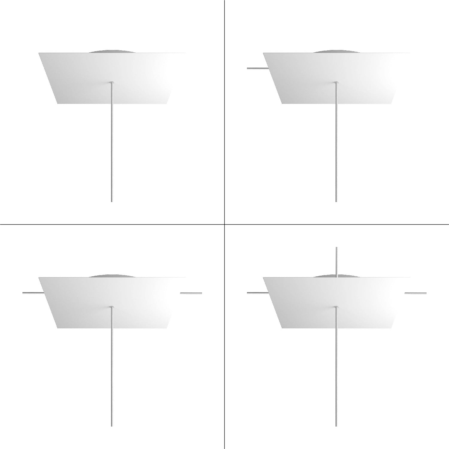 Rosone XXL Rose-One quadrato, 400 mm con 1 foro e 4 fori laterali - Blu carta da zucchero Bianco