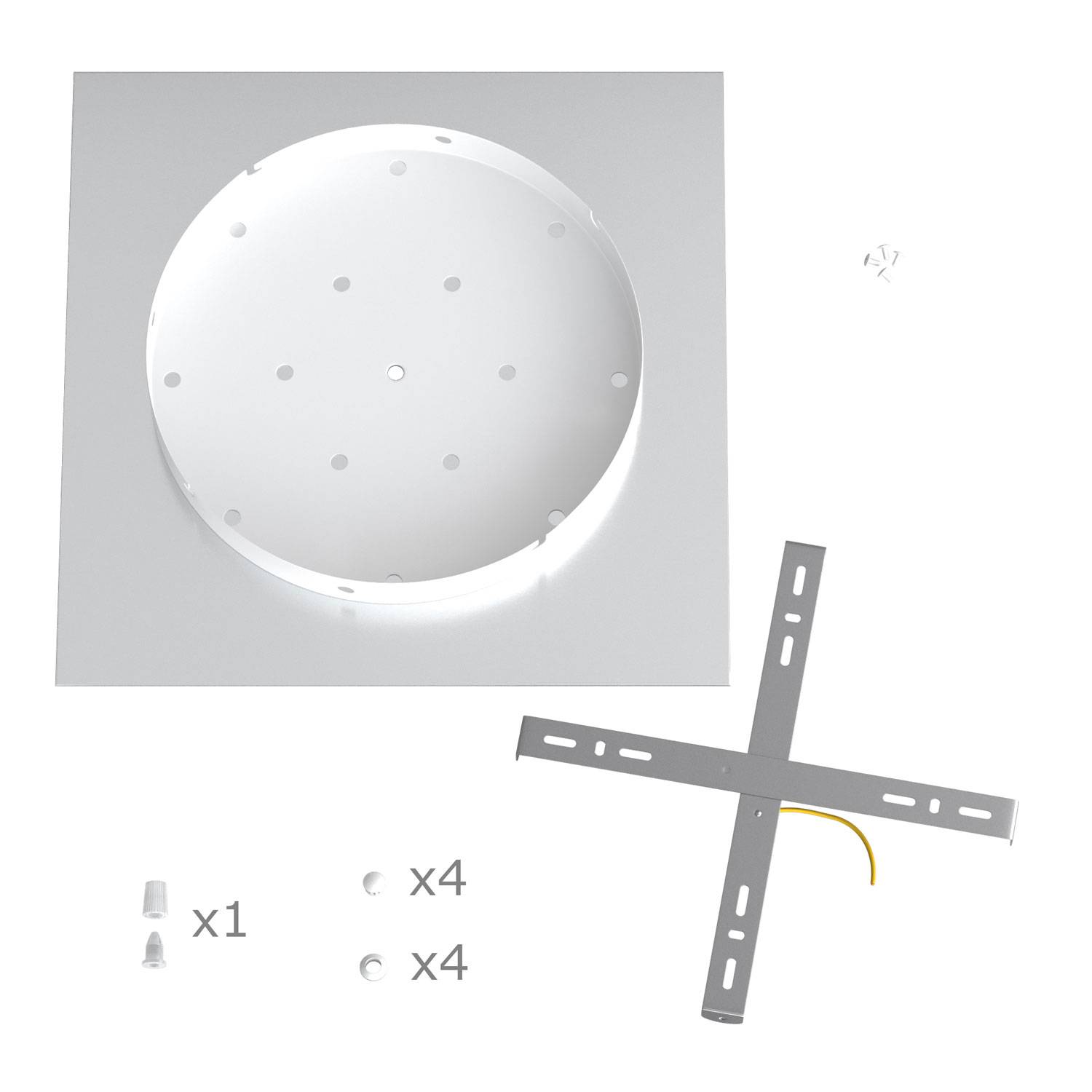 Rosone XXL Rose-One quadrato, 400 mm con 1 foro e 4 fori laterali - Blu carta da zucchero Bianco