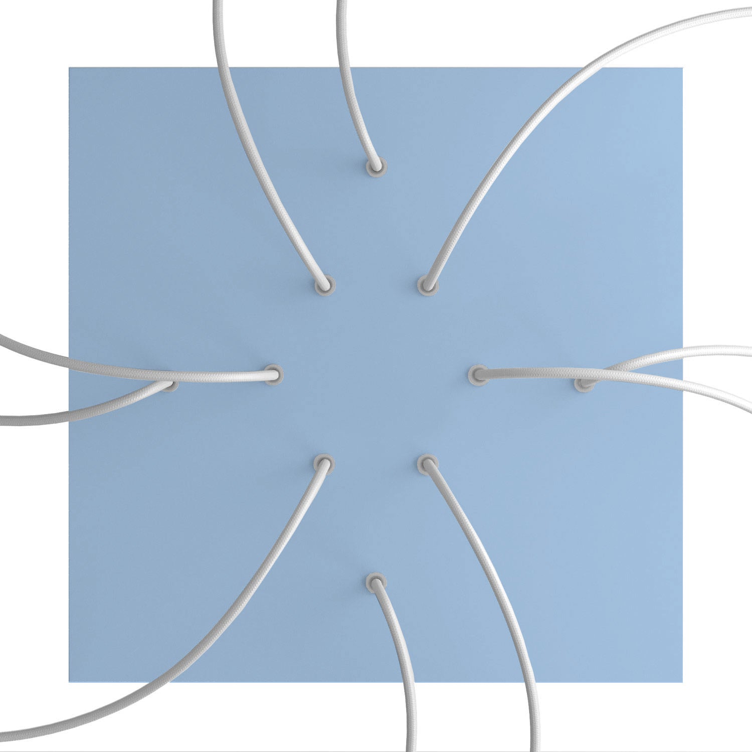 Rosone XXL Rose - One quadrato, 400 mm con 10 fori e 4 fori laterali - Blu carta da zucchero - Creative Cables