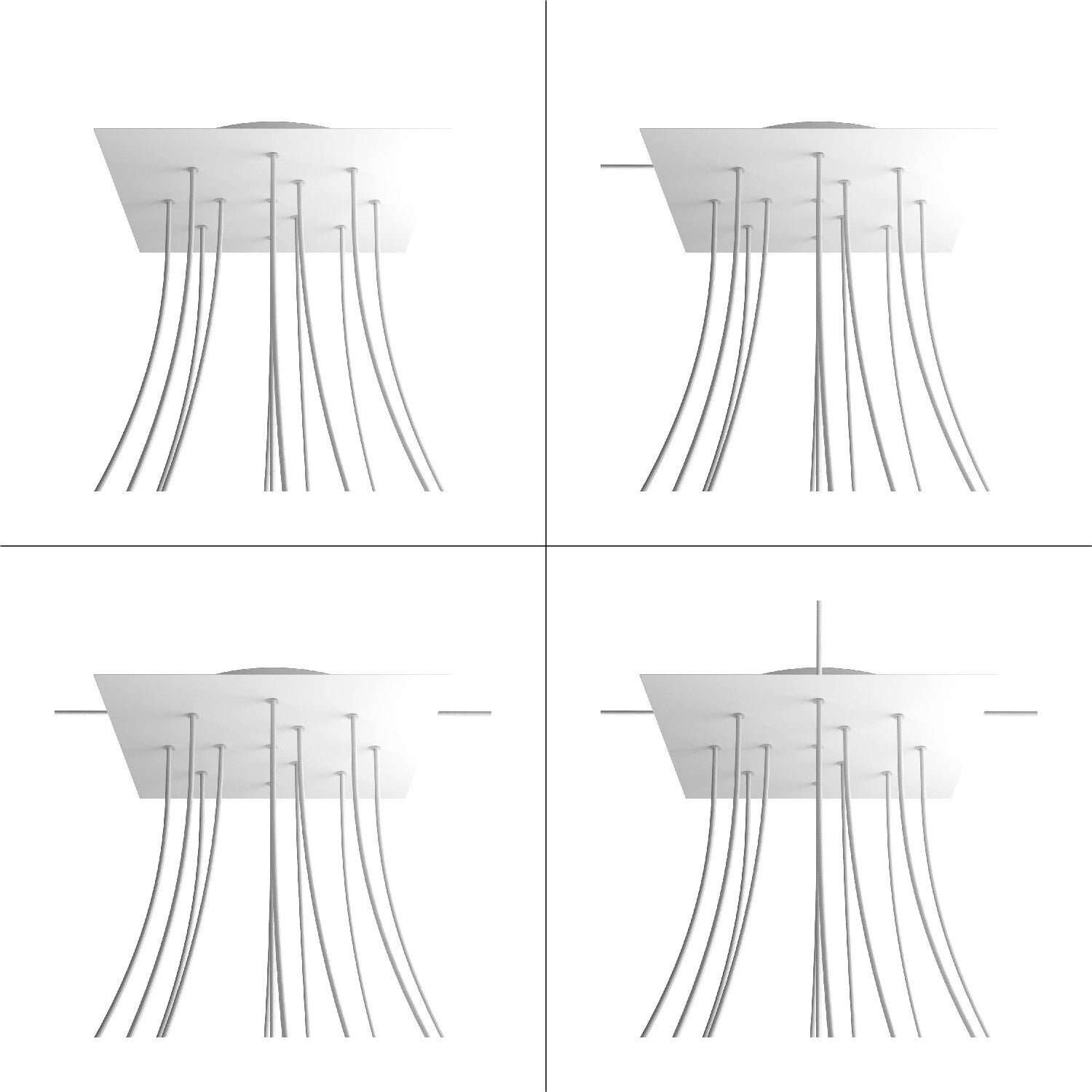 Rosone XXL Rose-One quadrato, 400 mm con 12 fori e 4 fori laterali - Cemento Bianco