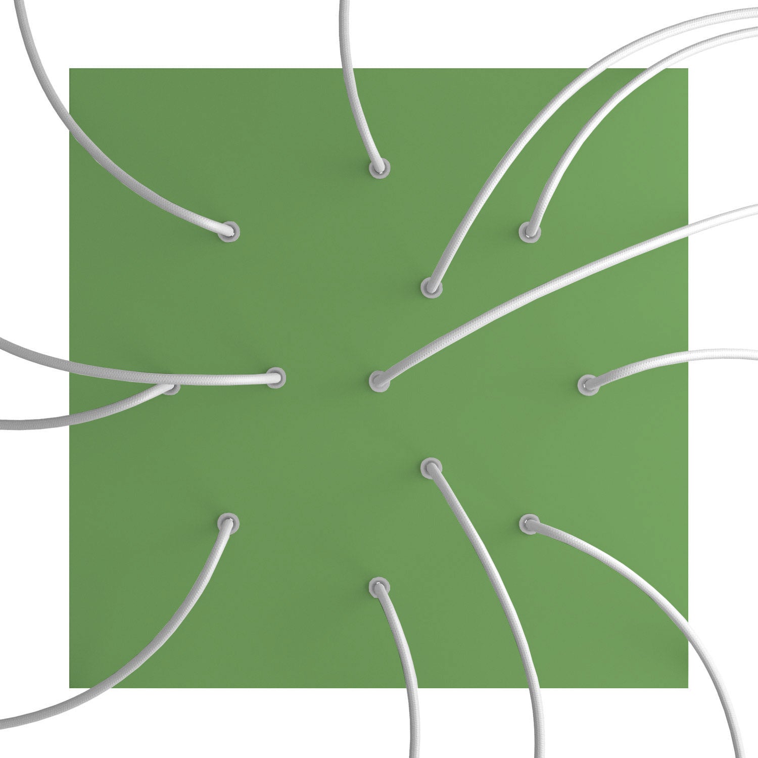 Rosone XXL Rose - One quadrato, 400 mm con 12 fori e 4 fori laterali - Verde prato - Creative Cables