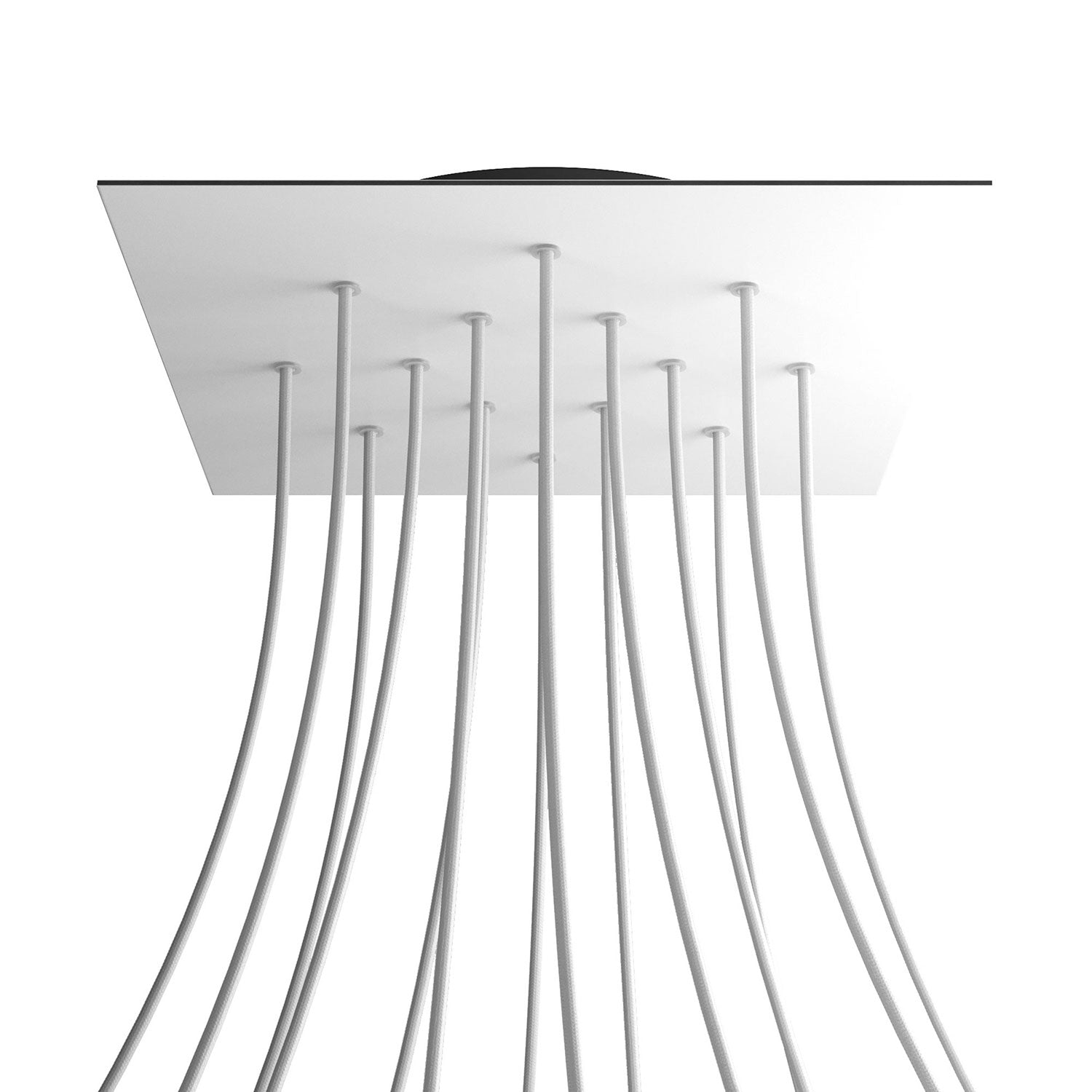 Rosone XXL Rose-One quadrato, 400 mm con 14 fori e 4 fori laterali - Bianco opaco Nero