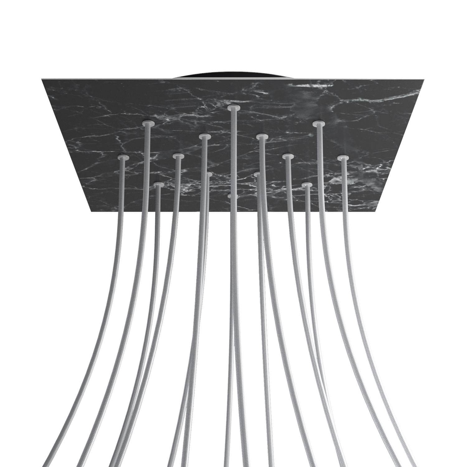 Rosone XXL Rose-One quadrato, 400 mm con 14 fori e 4 fori laterali - Marmo Marquina Nero