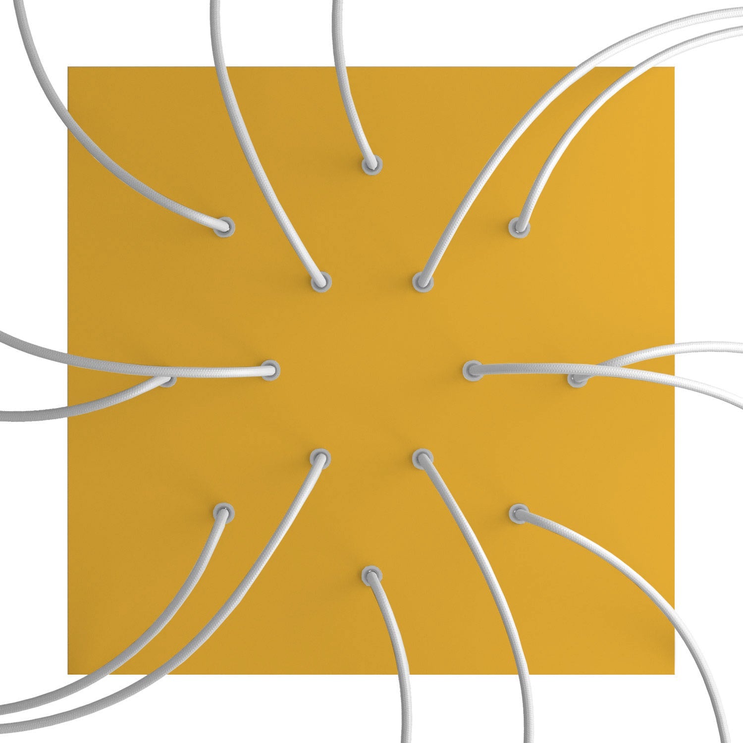 Rosone XXL Rose-One quadrato, 400 mm con 14 fori e 4 fori laterali - Mostarda Bianco