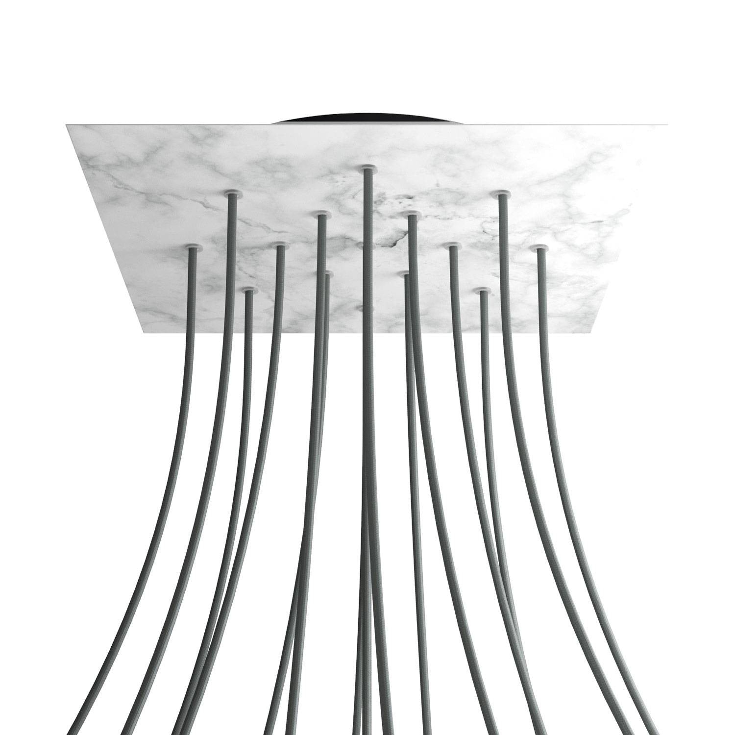 Rosone XXL Rose-One quadrato, 400 mm con 15 fori e 4 fori laterali - Marmo Carrara Nero