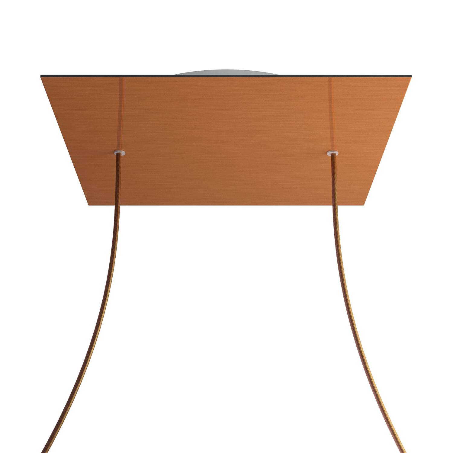 Rosone XXL Rose - One quadrato, 400 mm con 2 fori e 4 fori laterali - Dibond Rame satinato - Creative Cables