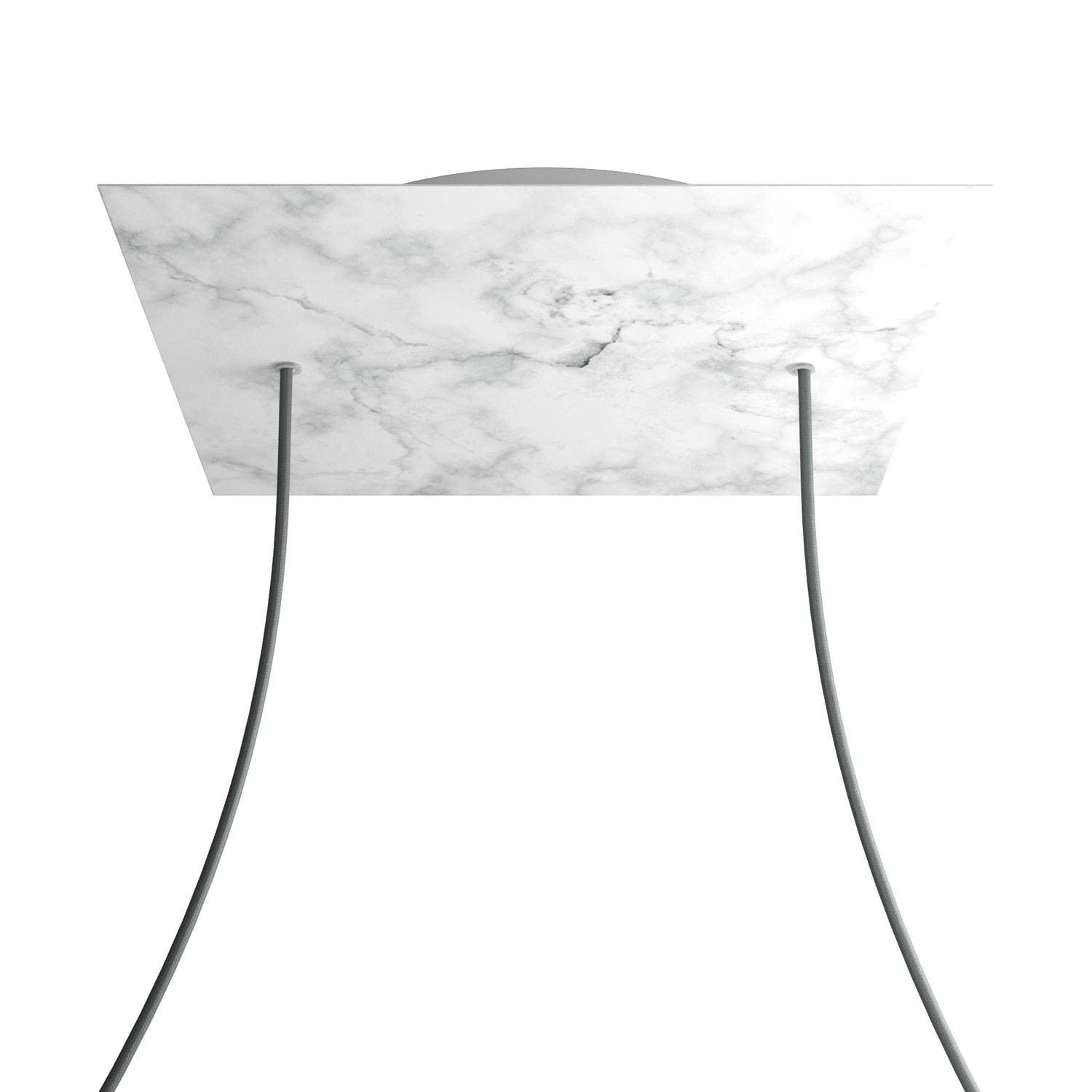 Rosone XXL Rose-One quadrato, 400 mm con 2 fori e 4 fori laterali - Marmo Carrara Bianco