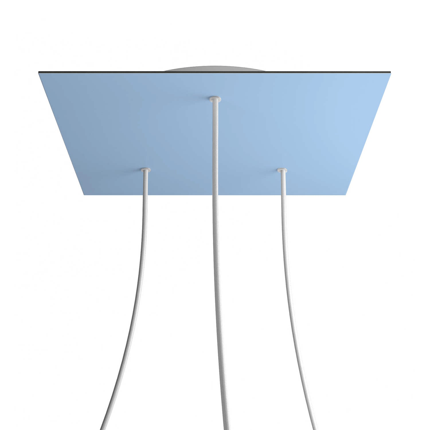 Rosone XXL Rose - One quadrato, 400 mm con 3 fori e 4 fori laterali - Blu carta da zucchero - Creative Cables