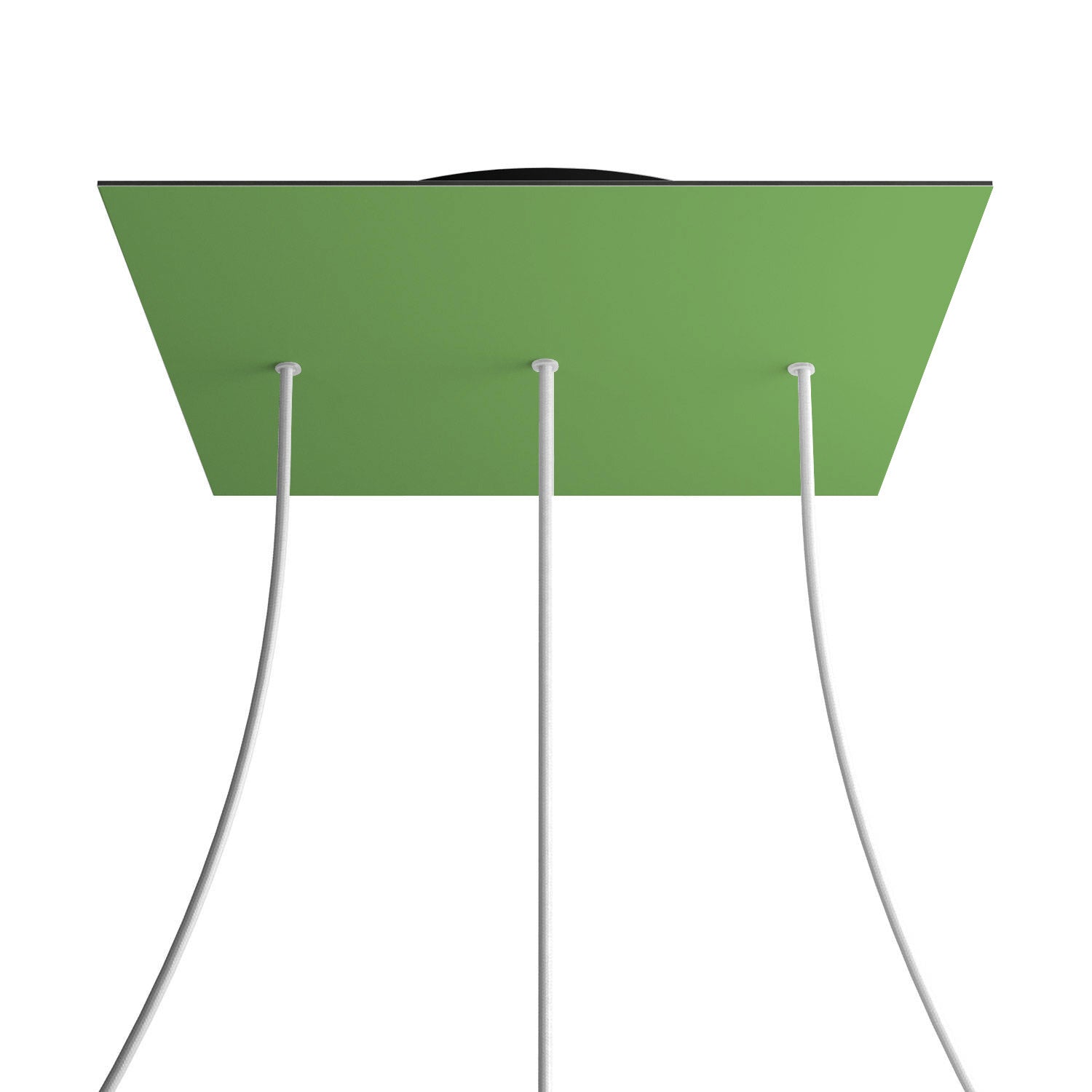 Rosone XXL Rose-One quadrato, 400 mm con 3 fori in linea e 4 fori laterali - Verde prato Nero