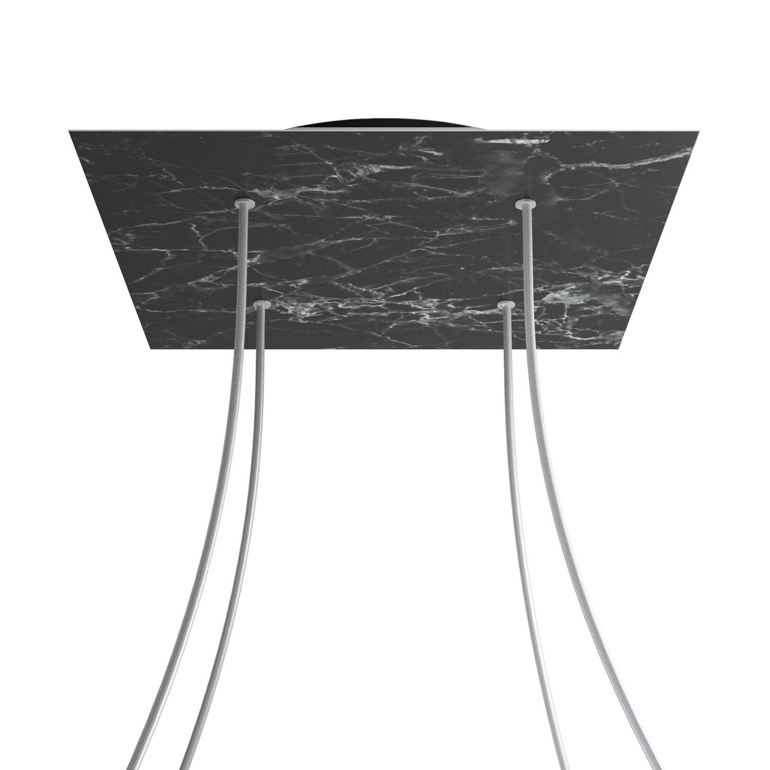 Rosone XXL Rose-One quadrato, 400 mm con 4 fori e 4 fori laterali - Marmo Marquina Nero