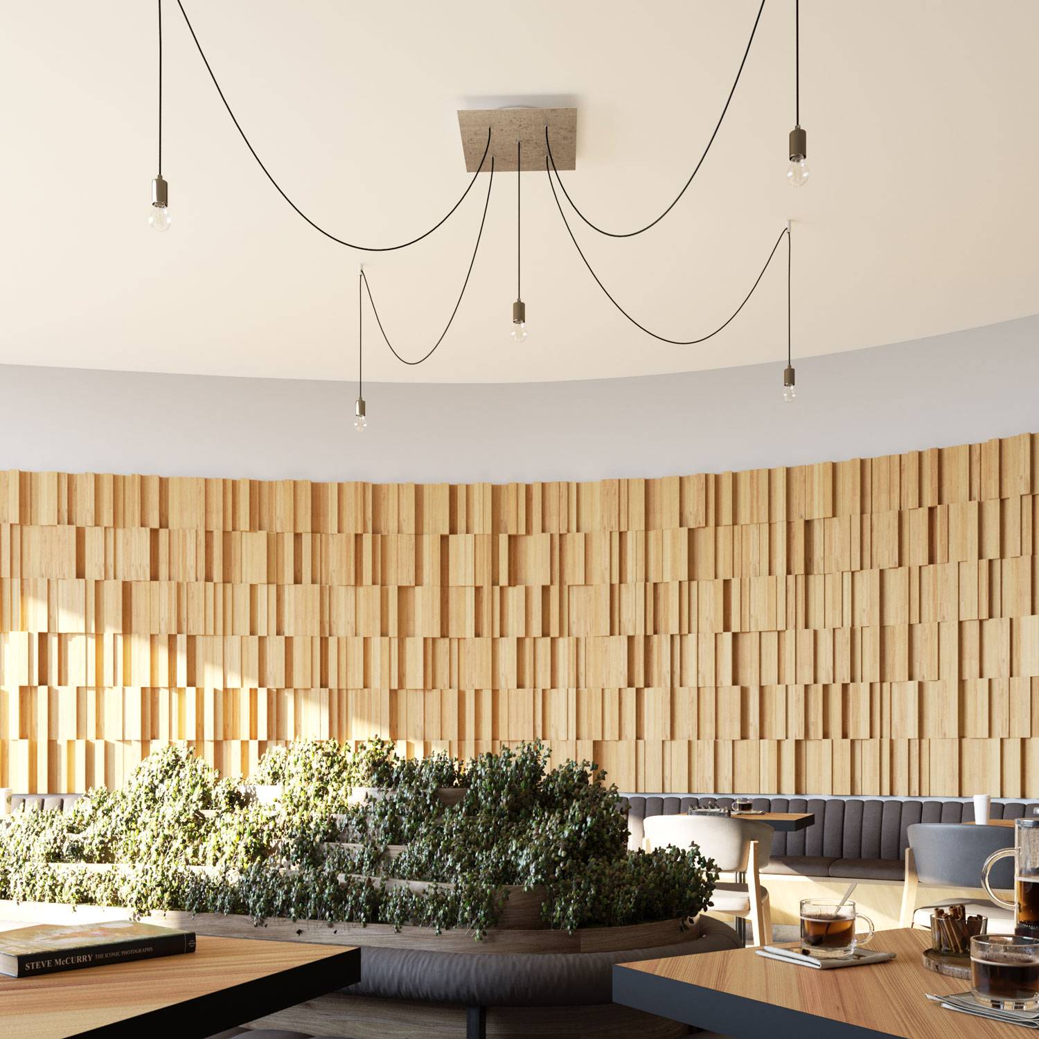 Rosone XXL Rose-One quadrato, 400 mm con 5 fori e 4 fori laterali - Marmo Marquina Bianco