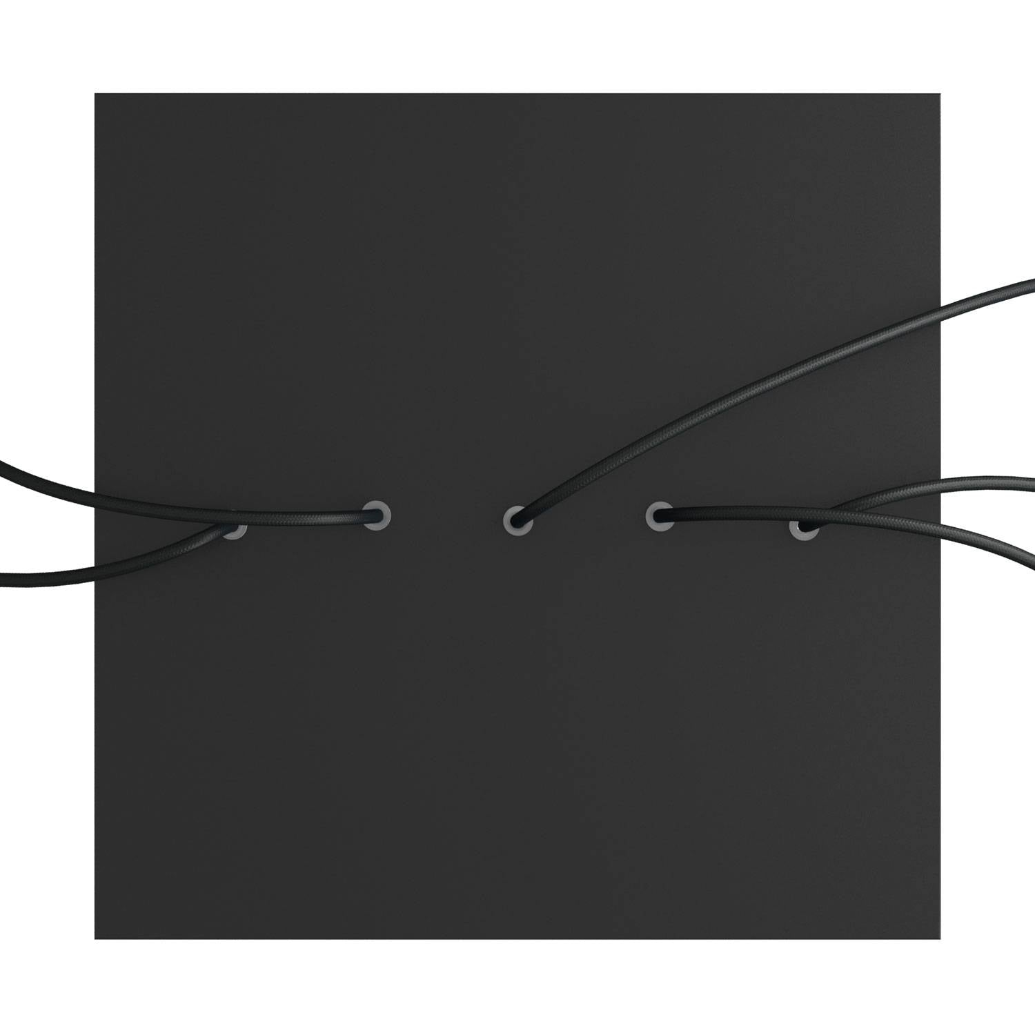 Rosone XXL Rose - One quadrato, 400 mm con 5 fori in linea e 4 fori laterali - Nero opaco - Creative Cables