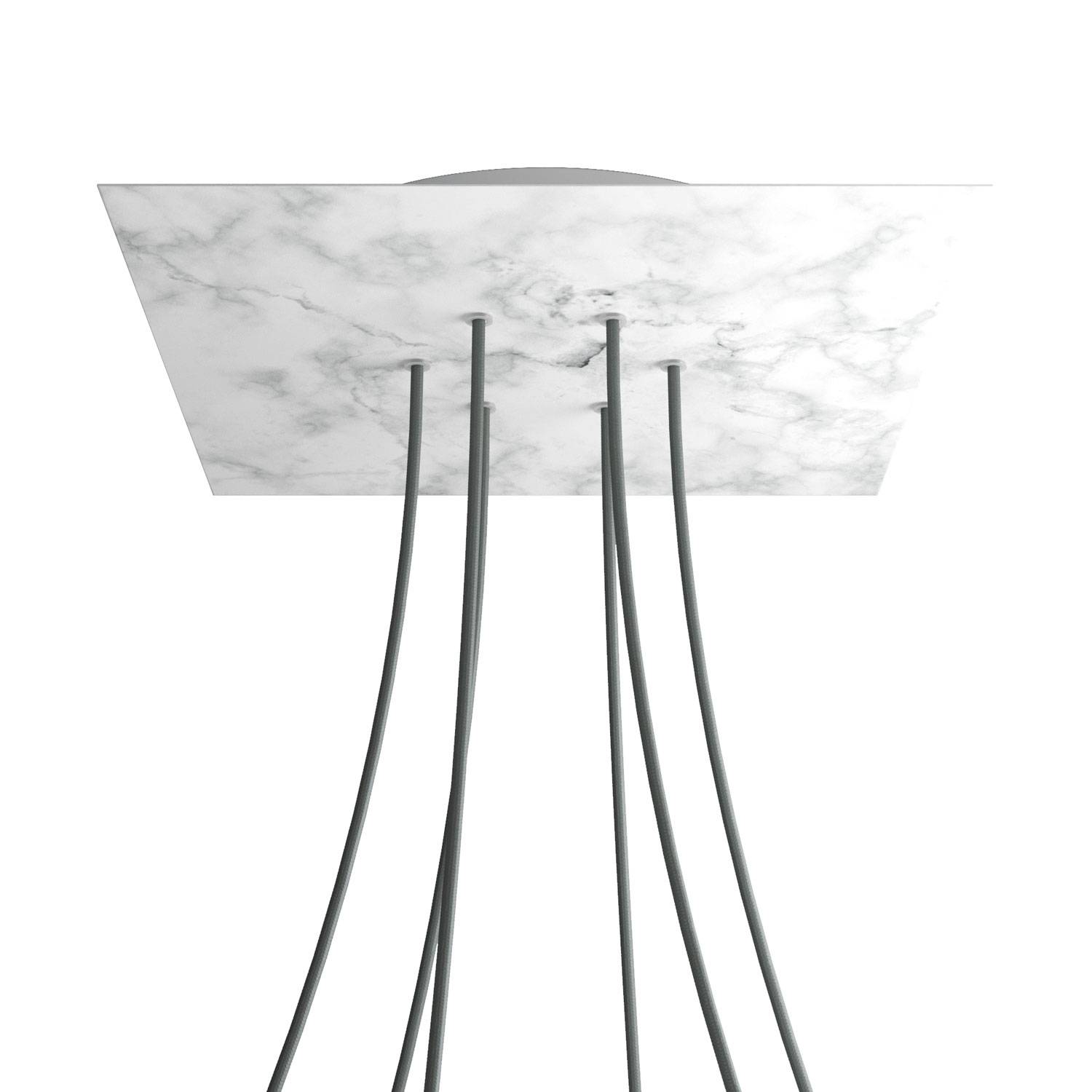 Rosone XXL Rose - One quadrato, 400 mm con 6 fori e 4 fori laterali - Marmo Carrara - Creative Cables