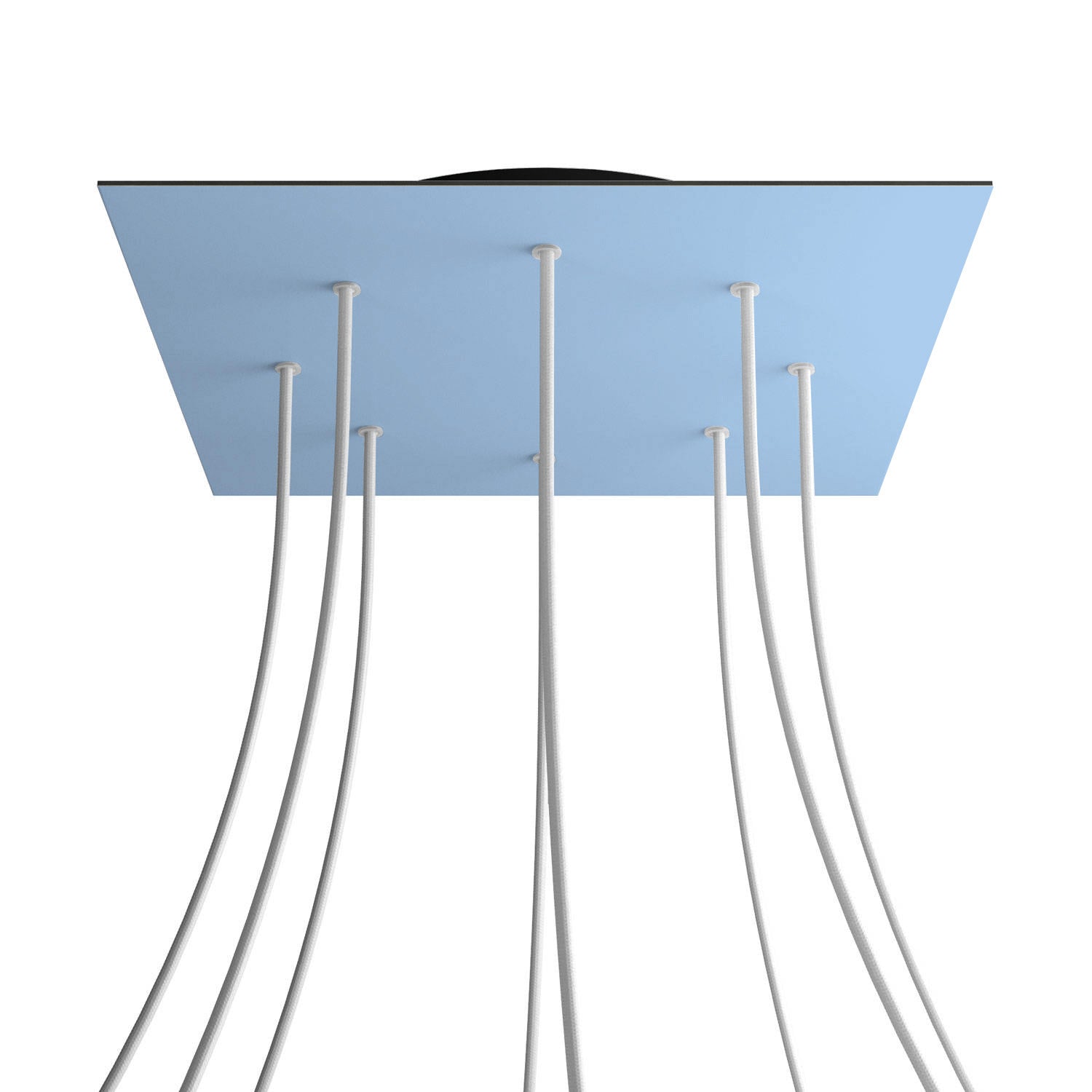 Rosone XXL Rose-One quadrato, 400 mm con 8 fori e 4 fori laterali - Blu carta da zucchero Nero