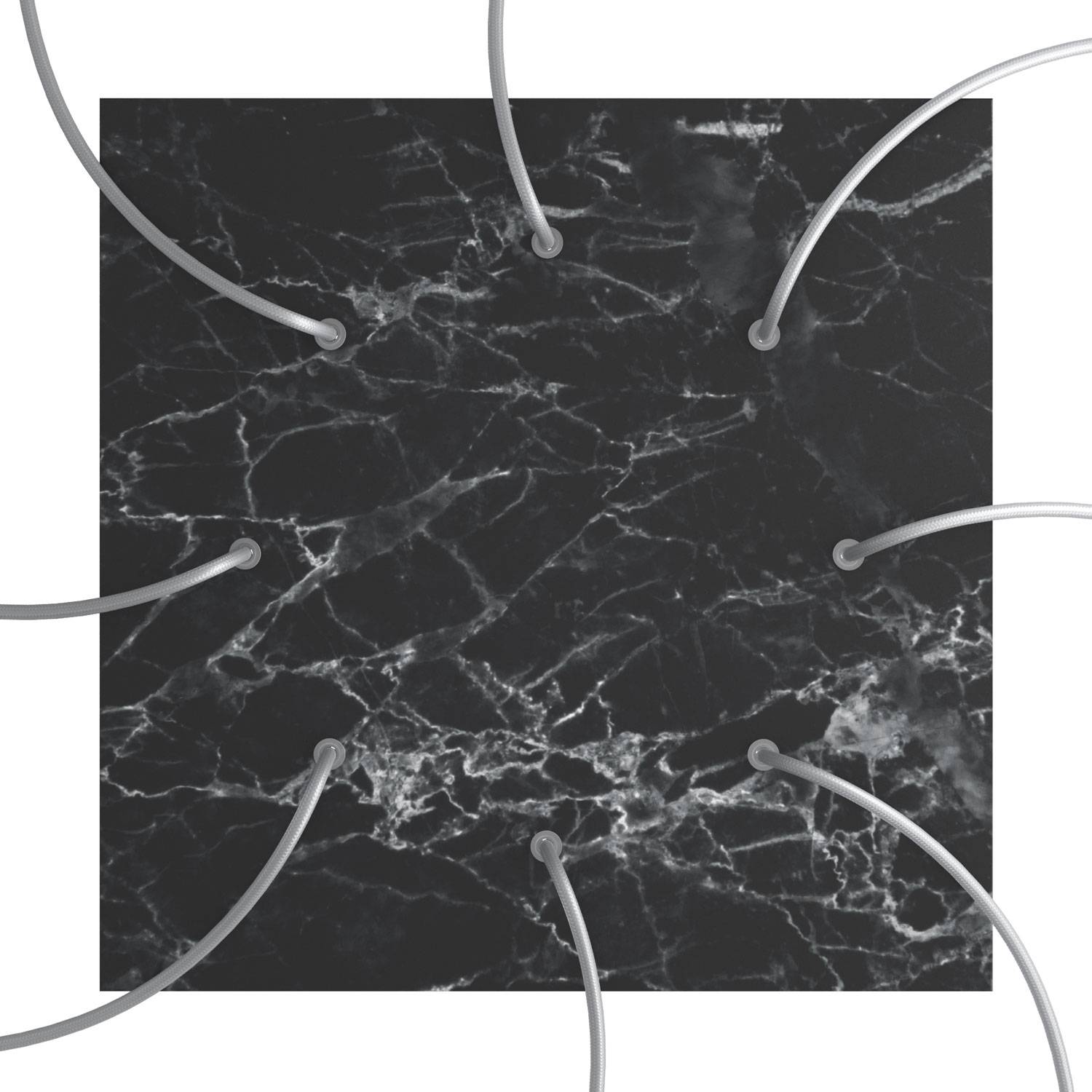 Rosone XXL Rose-One quadrato, 400 mm con 8 fori e 4 fori laterali - Marmo Marquina Bianco