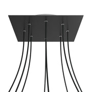 Rosone XXL Rose-One quadrato, 400 mm con 8 fori e 4 fori laterali - Nero opaco Bianco