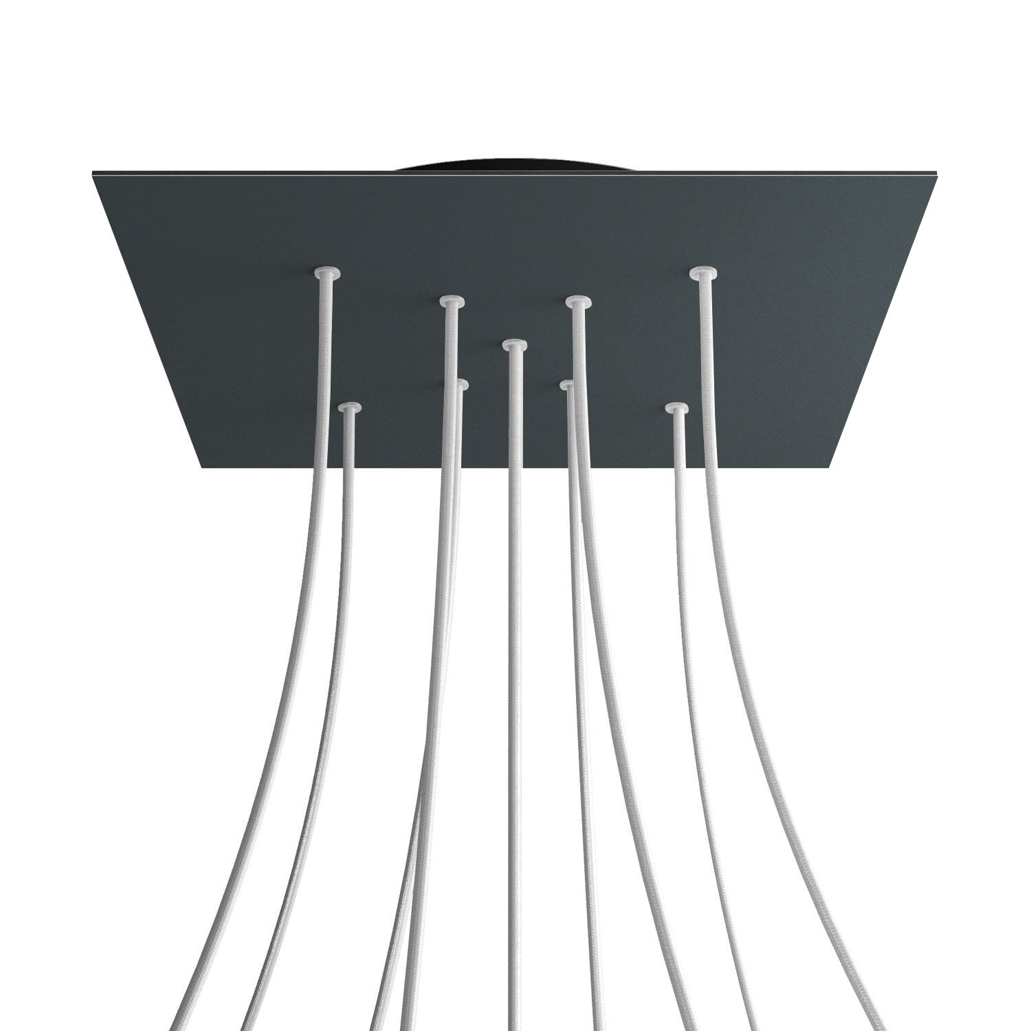 Rosone XXL Rose-One quadrato, 400 mm con 9 fori a X e 4 fori laterali - Antracite Nero