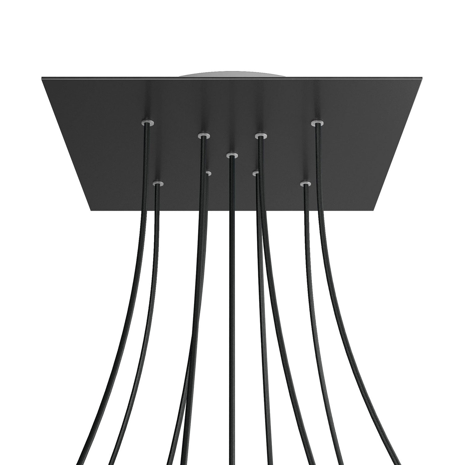 Rosone XXL Rose-One quadrato, 400 mm con 9 fori a X e 4 fori laterali - Nero opaco Bianco