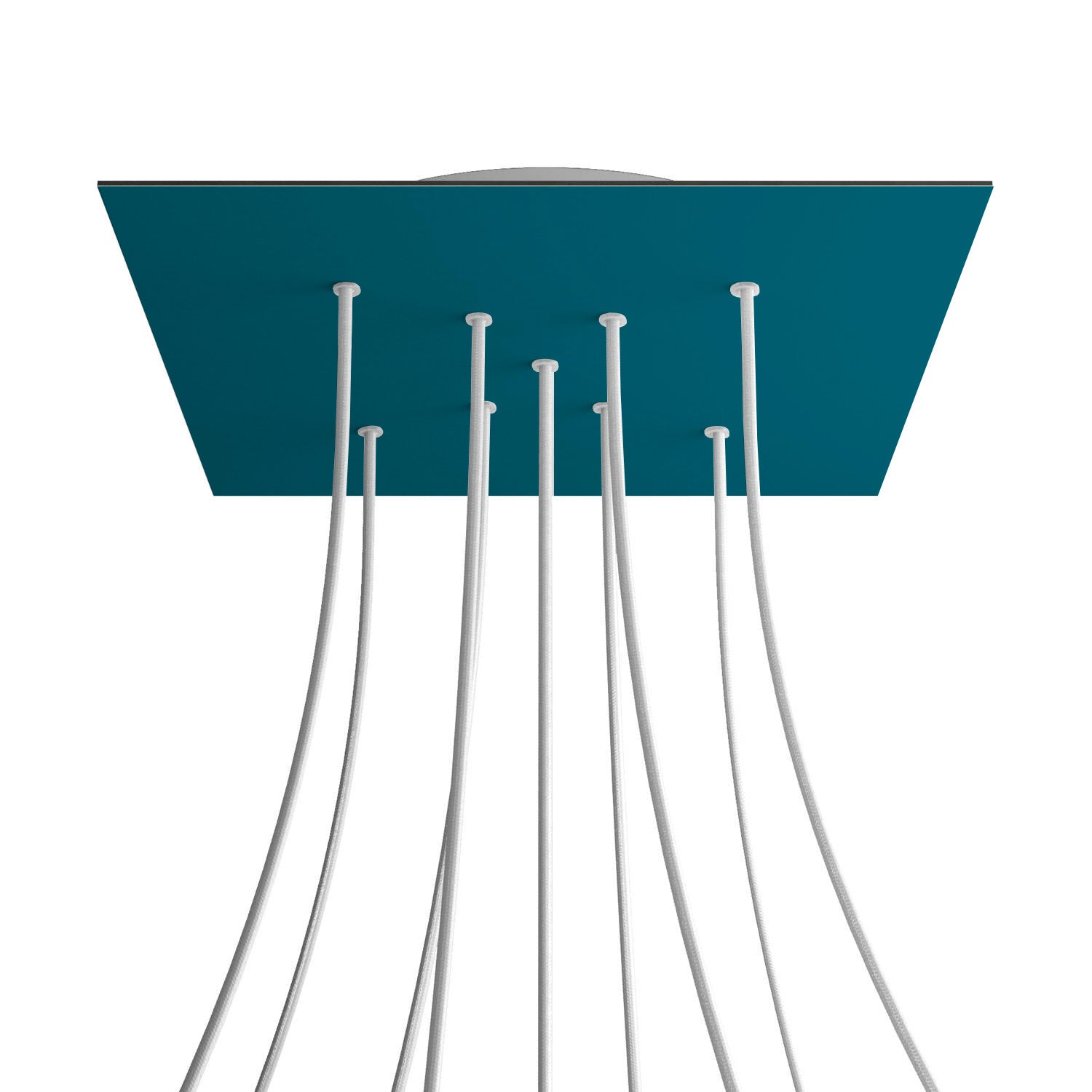 Rosone XXL Rose - One quadrato, 400 mm con 9 fori a X e 4 fori laterali - Petrolio - Creative Cables