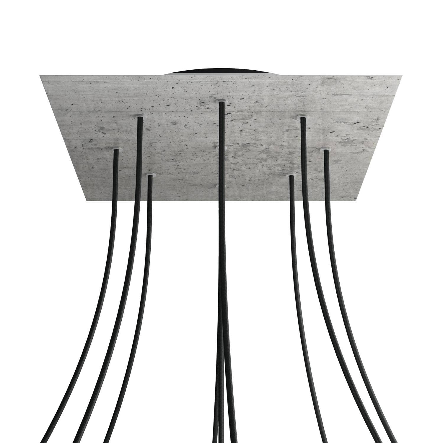 Rosone XXL Rose-One quadrato, 400 mm con 9 fori e 4 fori laterali - Cemento Nero