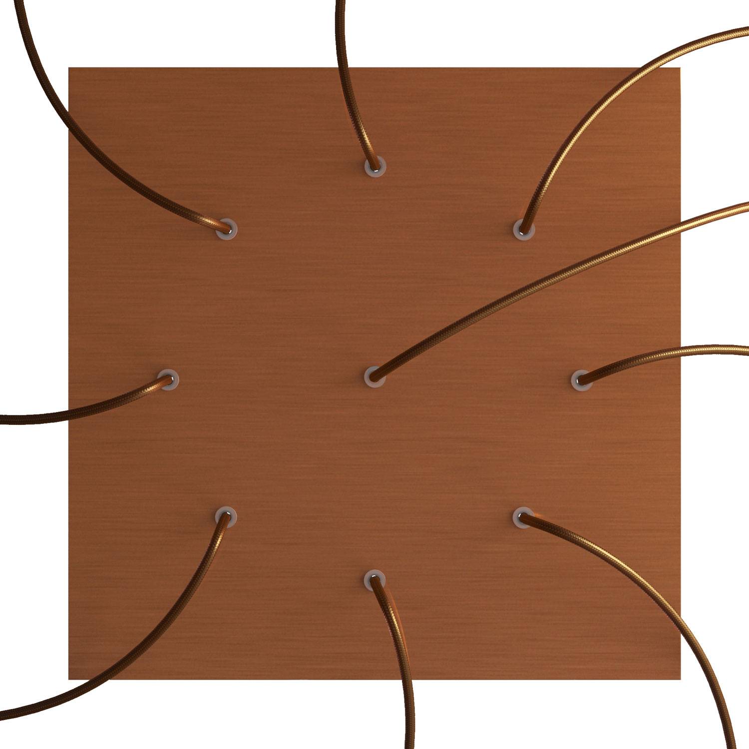 Rosone XXL Rose-One quadrato, 400 mm con 9 fori e 4 fori laterali - Dibond Rame satinato Bianco