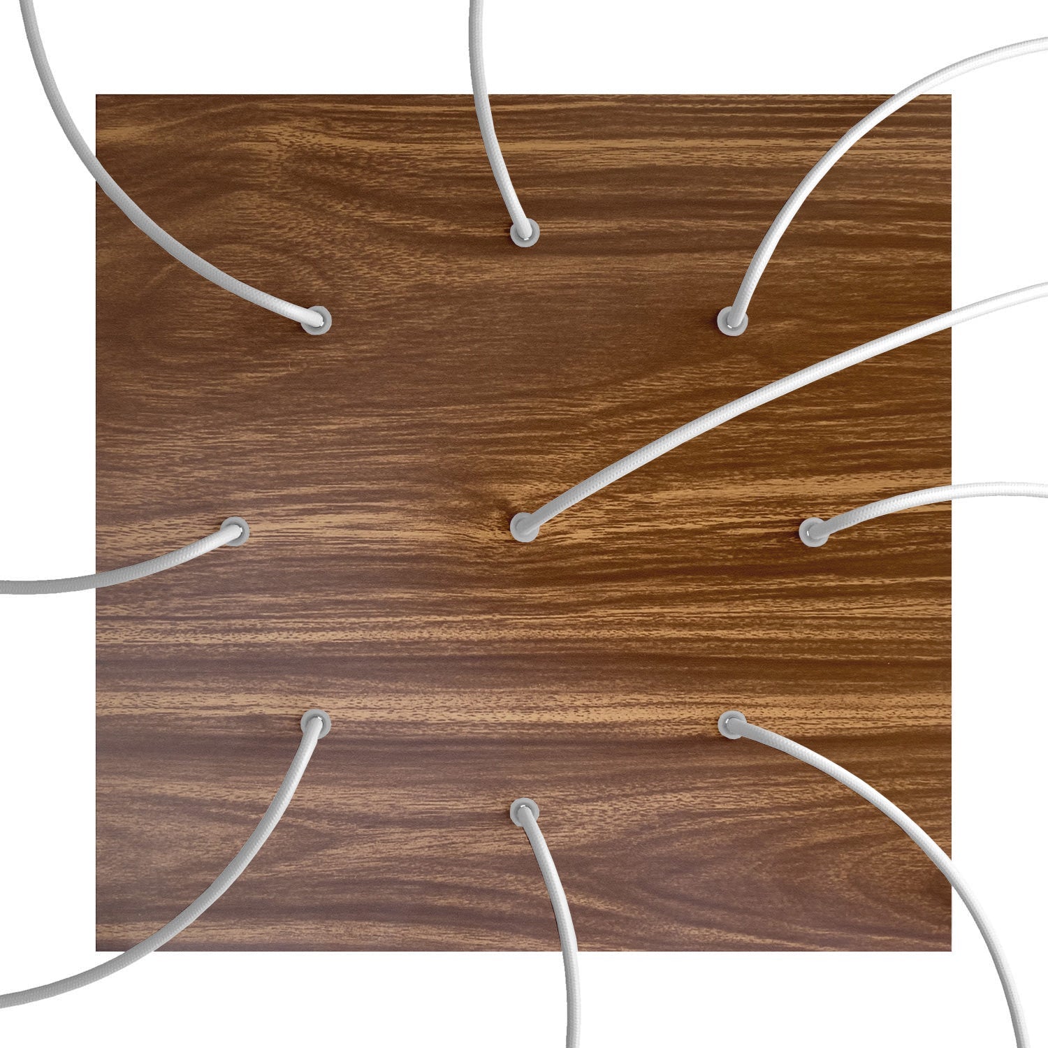 Rosone XXL Rose-One quadrato, 400 mm con 9 fori e 4 fori laterali - Legno Bianco