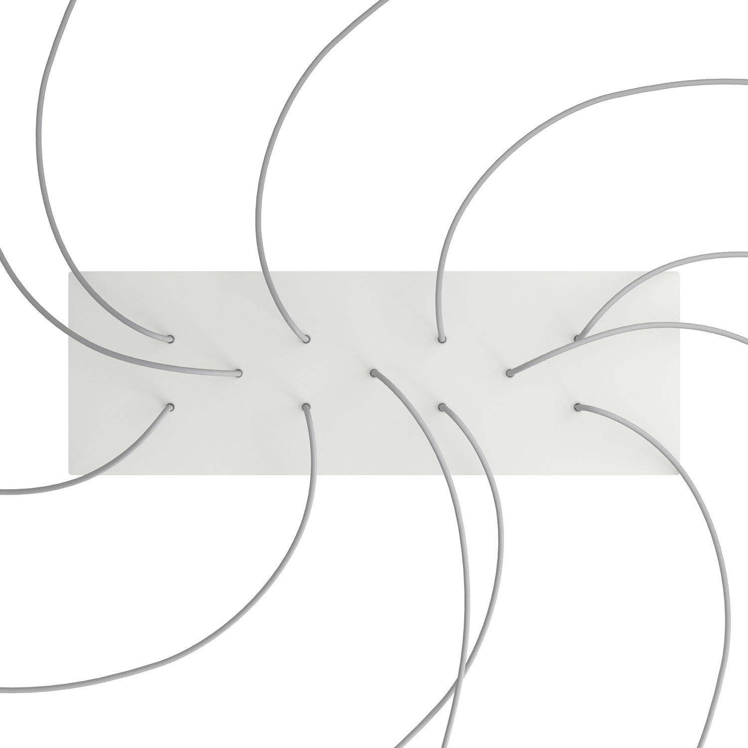 Rosone XXL Rose-One rettangolare a 11 fori e 6 fori laterali, dimensioni 675 x 225 mm - Dibond Bianco opaco Bianco