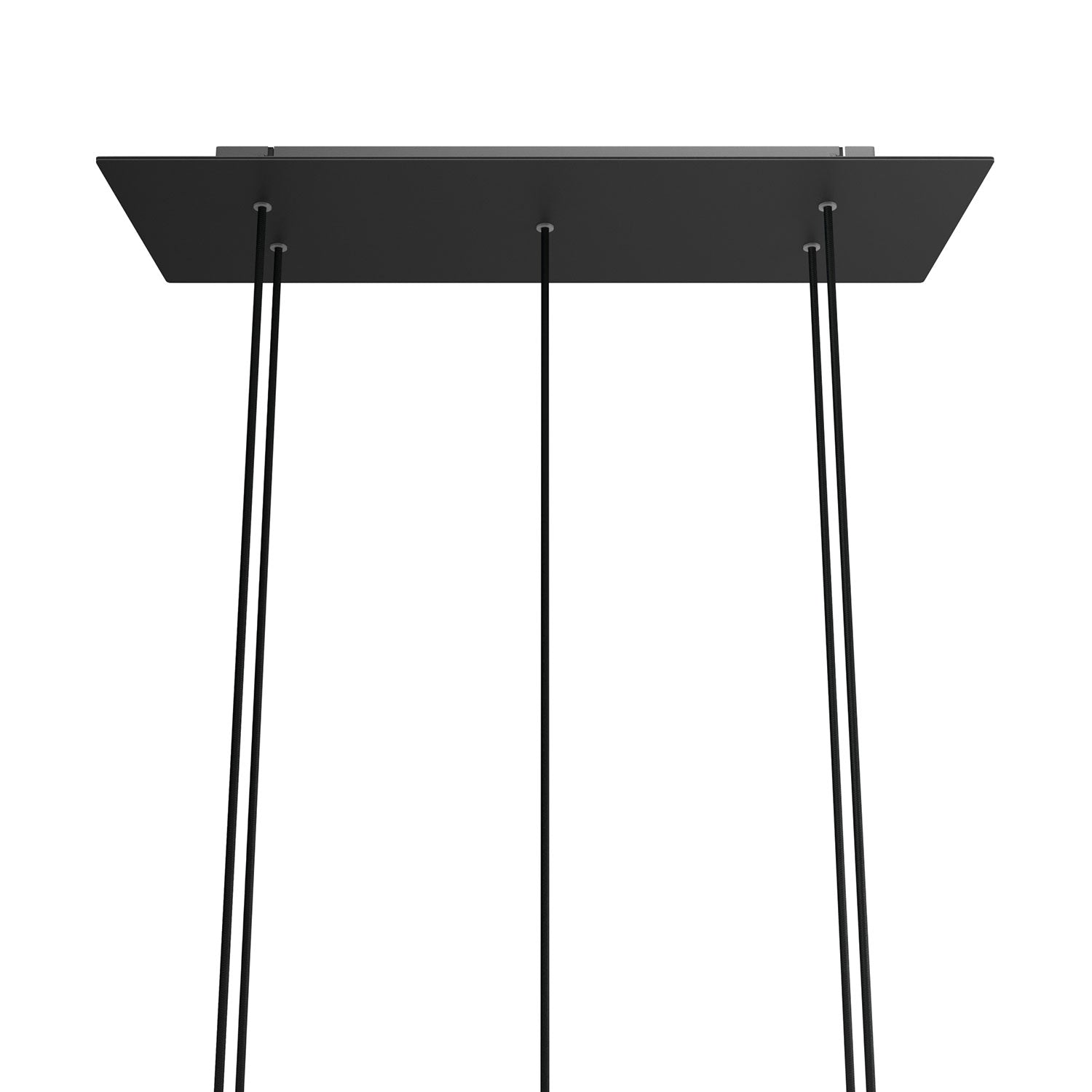 Rosone XXL Rose - One rettangolare a 5 fori e 6 fori laterali, dimensioni 675 x 225 mm - Dibond Nero opaco - Creative Cables