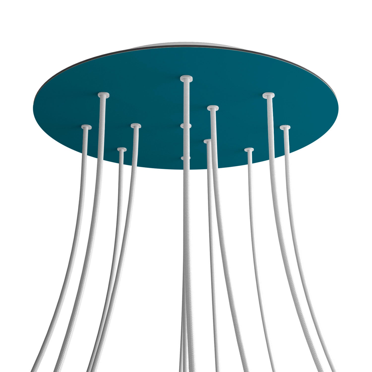 Rosone XXL Rose - One rotondo, diametro 400 mm con 12 fori e 4 fori laterali - Petrolio - Creative Cables