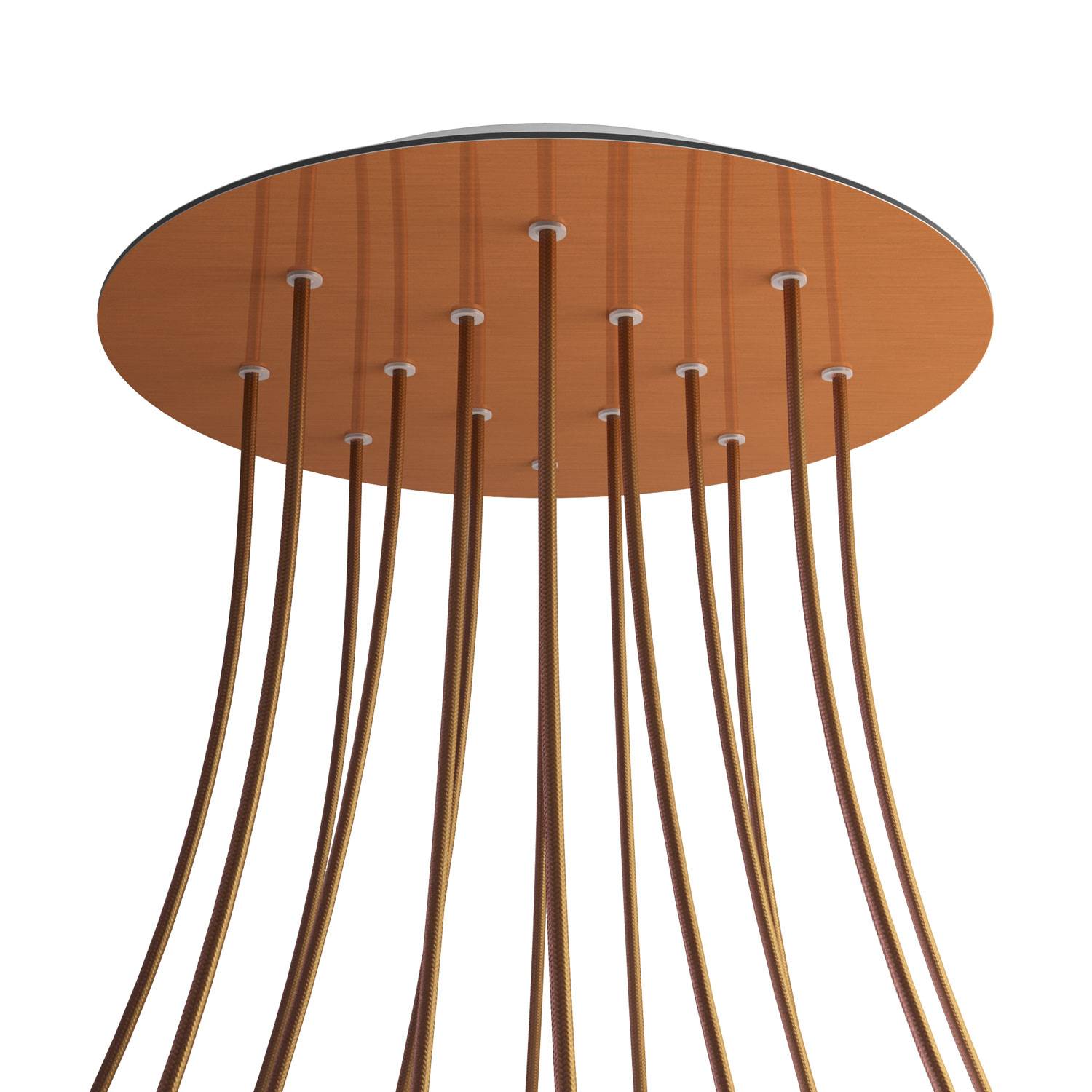 Rosone XXL Rose-One rotondo, diametro 400 mm con 14 fori e 4 fori laterali - Dibond Rame satinato Bianco