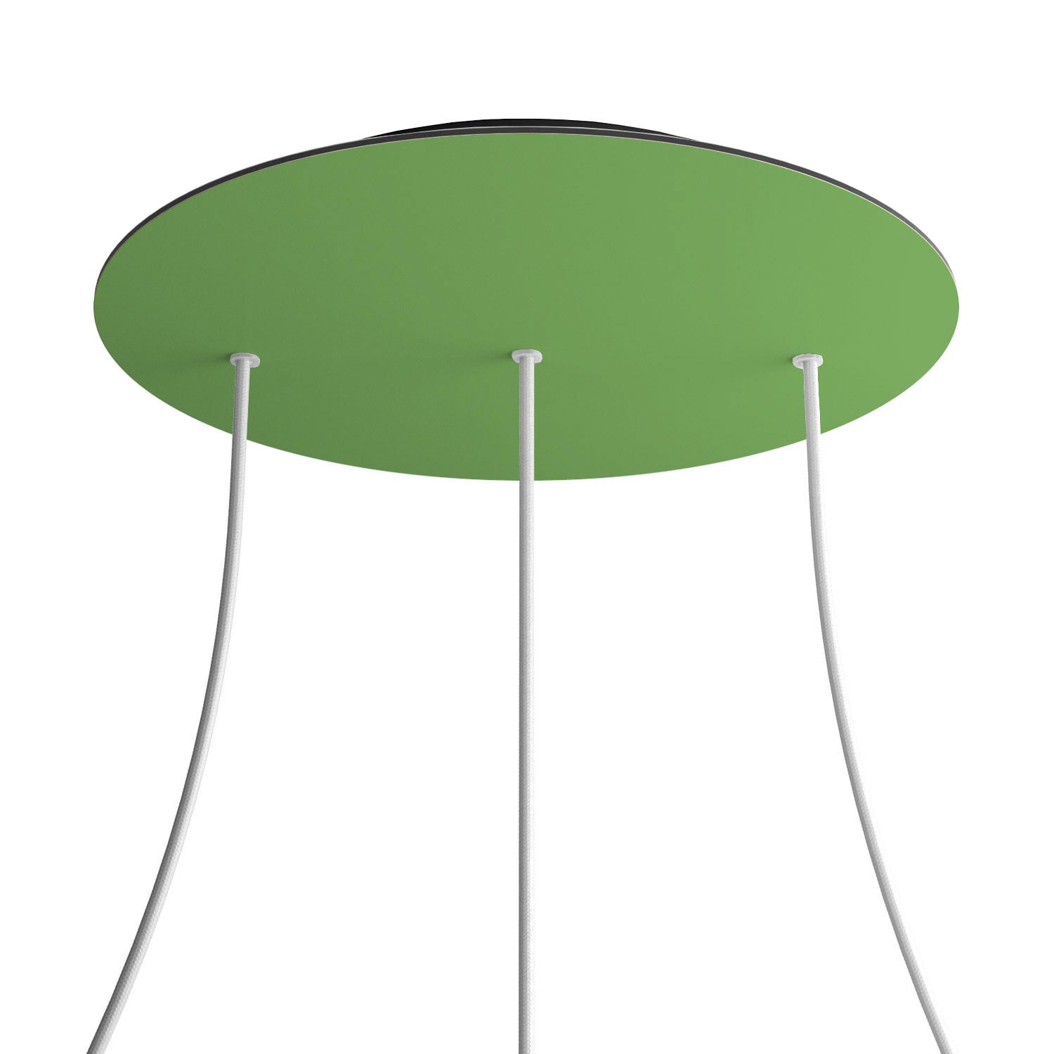 Rosone XXL Rose-One rotondo, diametro 400 mm con 3 fori in linea e 4 fori laterali - Verde prato Nero