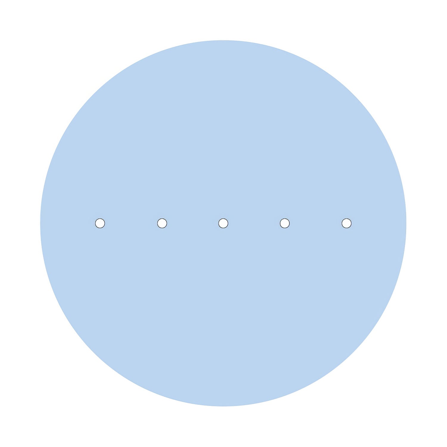 Rosone XXL Rose-One rotondo, diametro 400 mm con 5 fori in linea e 4 fori laterali - Blu carta da zucchero Bianco