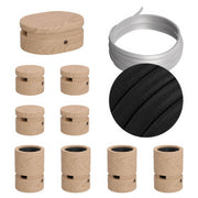 Sistema Filé Symmetric Kit - con cavo CM04 di 5 m per catenaria e 9 componenti in legno per interni