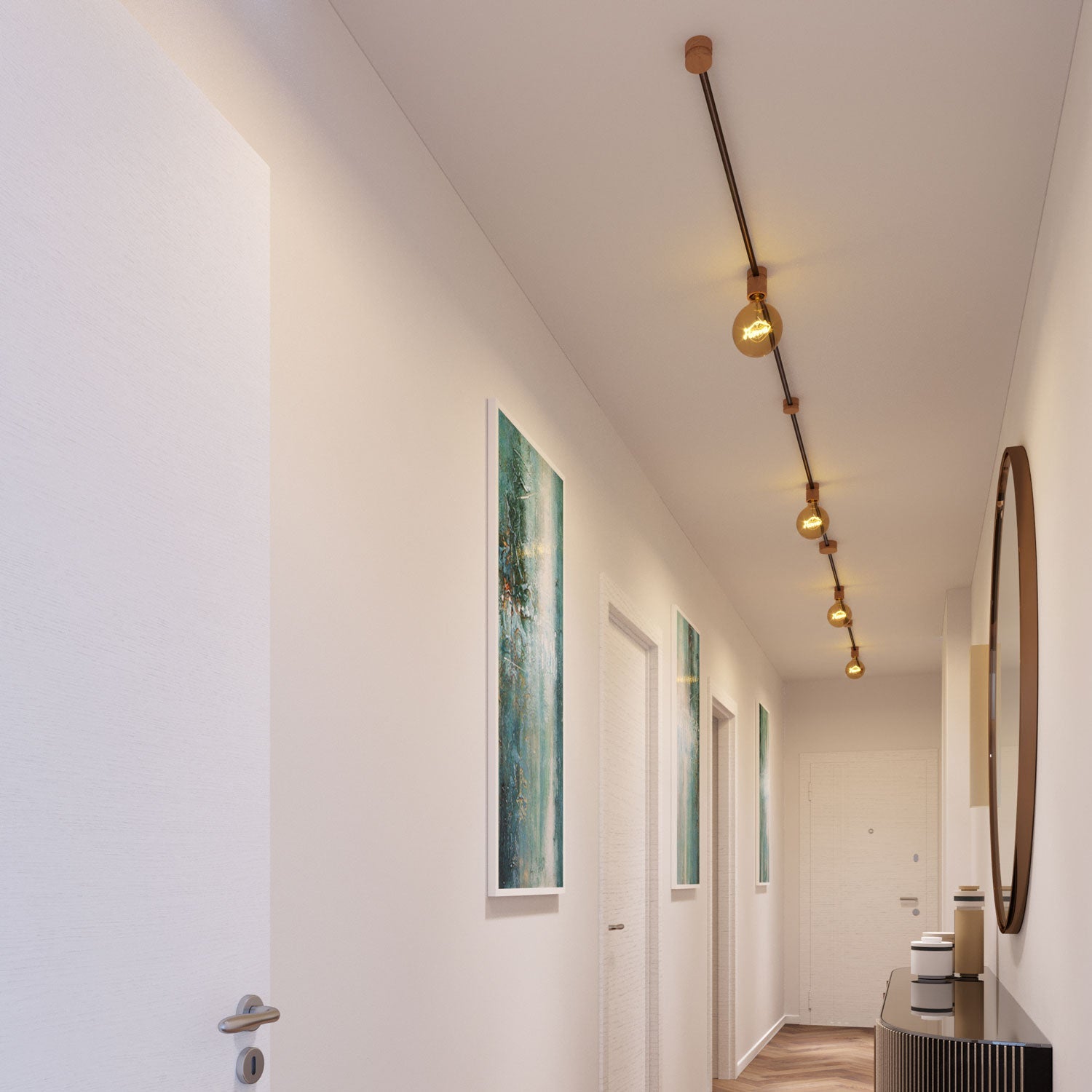 Sistema Filé Symmetric Kit - con cavo CZ22 di 5 m per catenaria e 9 componenti in legno per interni