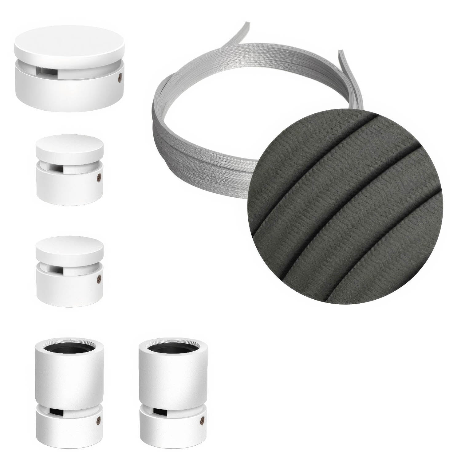 Sistema Filé Wiggle Kit - con cavo CM03 di 3 m per catenaria e 5 componenti in legno verniciato bianco per interni
